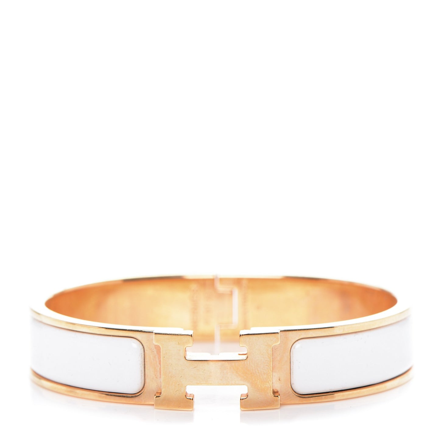 Enamel Narrow Clic Clac H Bracelet PM White