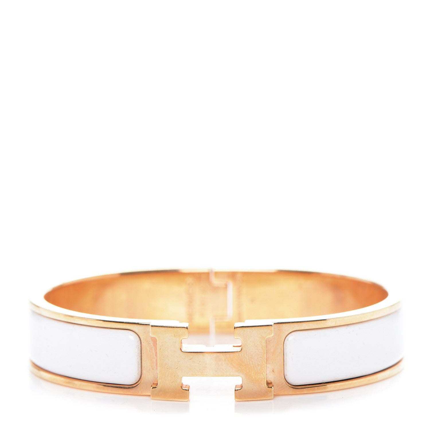 Hermes Enamel Narrow Clic Clac H Bracelet PM White 1 of 4
