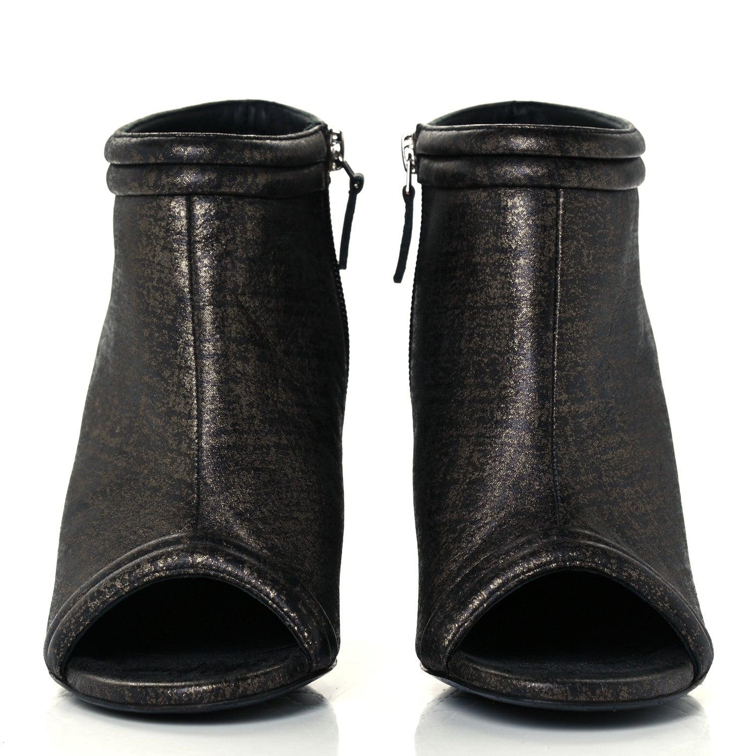 Chanel Fantasy Lambskin Peep Toe Short Boots 36.5 Black Gold 2 of 10