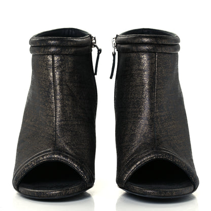 Chanel Fantasy Lambskin Peep Toe Short Boots 36.5 Black Gold 2 of 10