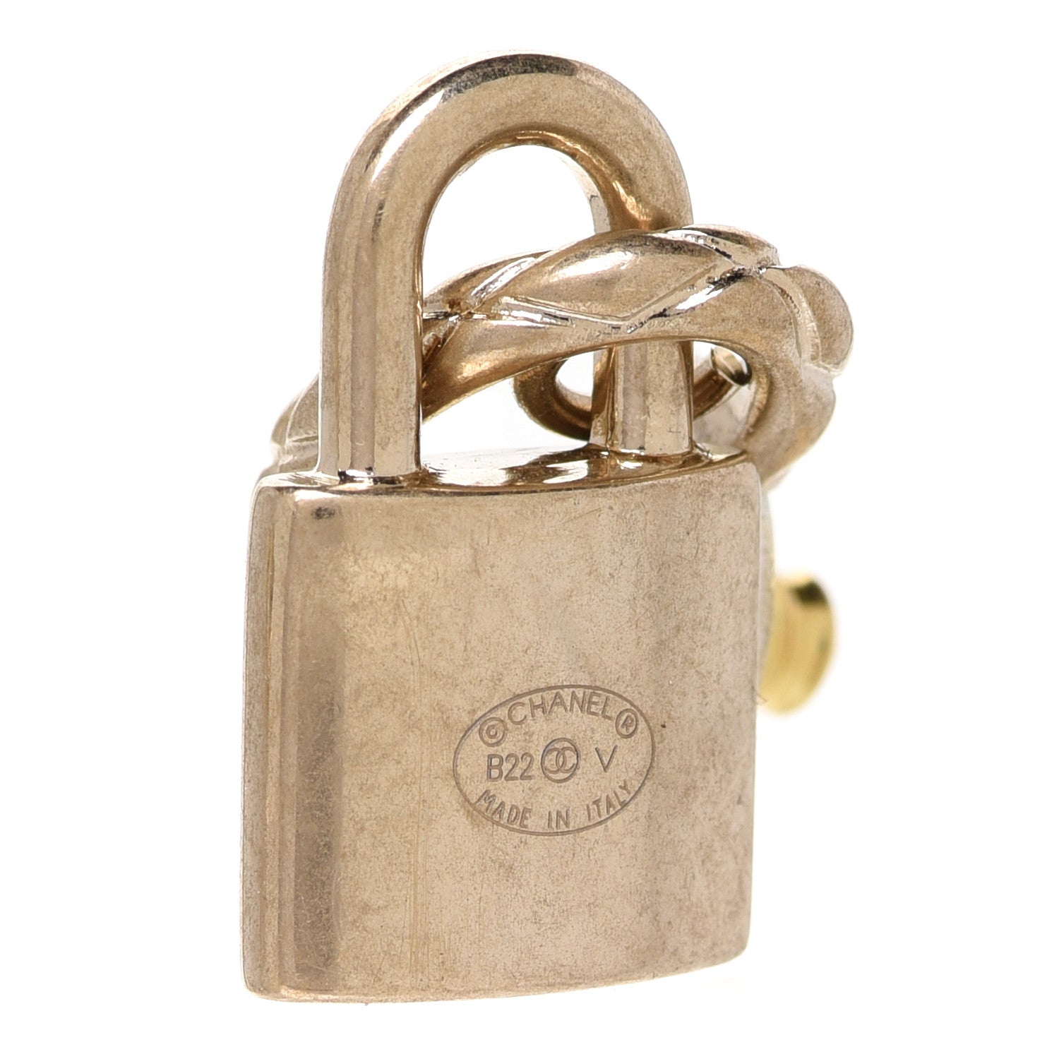 Chanel Metal Lock Drop Earrings Light Gold 4 of 5