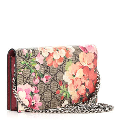 Gucci GG Supreme Monogram Blooms Chain Wallet Beige Multicolor Dry Rose 3 of 12