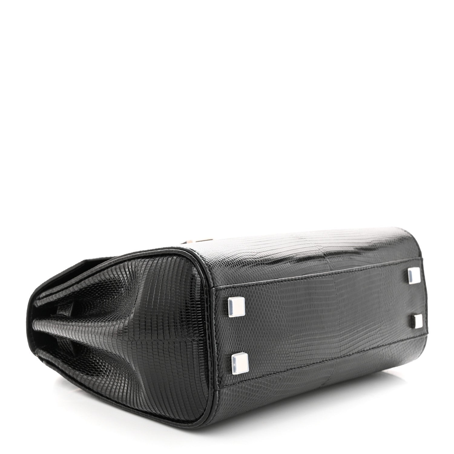 Saint Laurent Lizard Le Fermoir Top Handle Bag Small Black 4 of 9