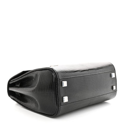 Saint Laurent Lizard Le Fermoir Top Handle Bag Small Black 4 of 9