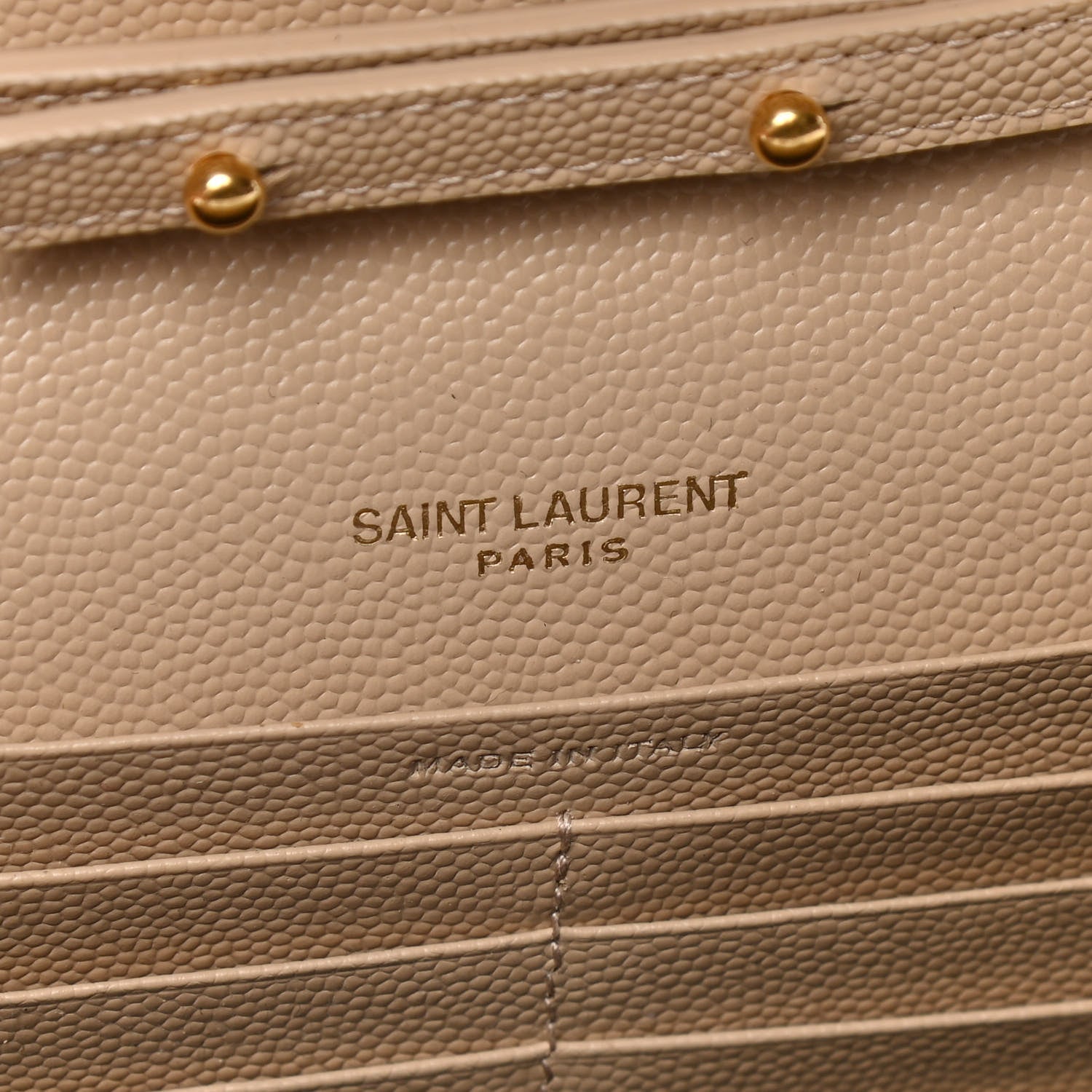Saint Laurent Grain De Poudre Matelasse Chevron Monogram Chain Wallet Nude Powder 6 of 10