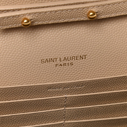 Saint Laurent Grain De Poudre Matelasse Chevron Monogram Chain Wallet Nude Powder 6 of 10