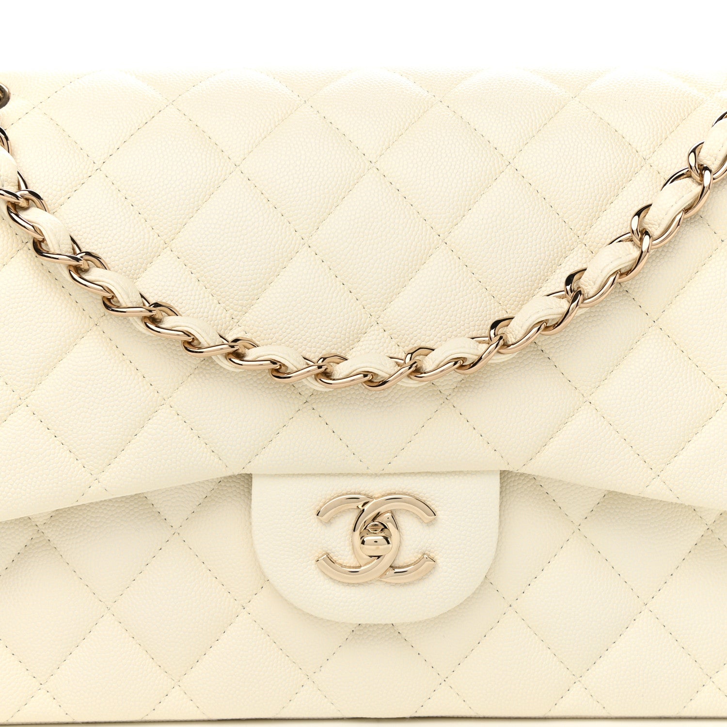 Chanel Caviar Quilted Jumbo Double Flap White 7 of 11