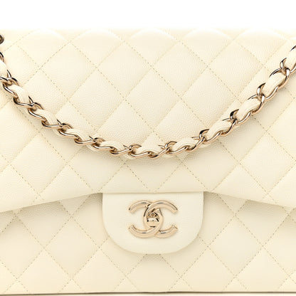Chanel Caviar Quilted Jumbo Double Flap White 7 of 11