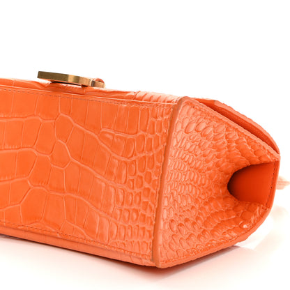 Balenciaga Shiny Calfskin Crocodile Embossed Small Hourglass Top Handle Bag Orange 8 of 12