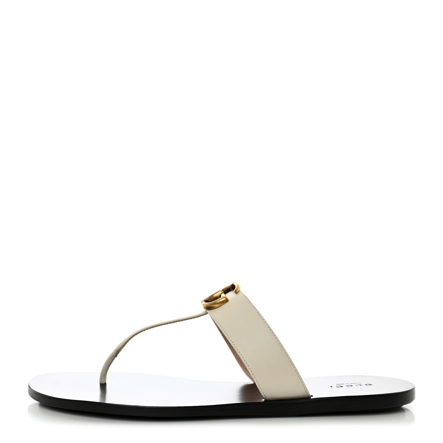 Gucci Calfskin GG Marmont Thong Sandals 41 Mystic White 1 of 10