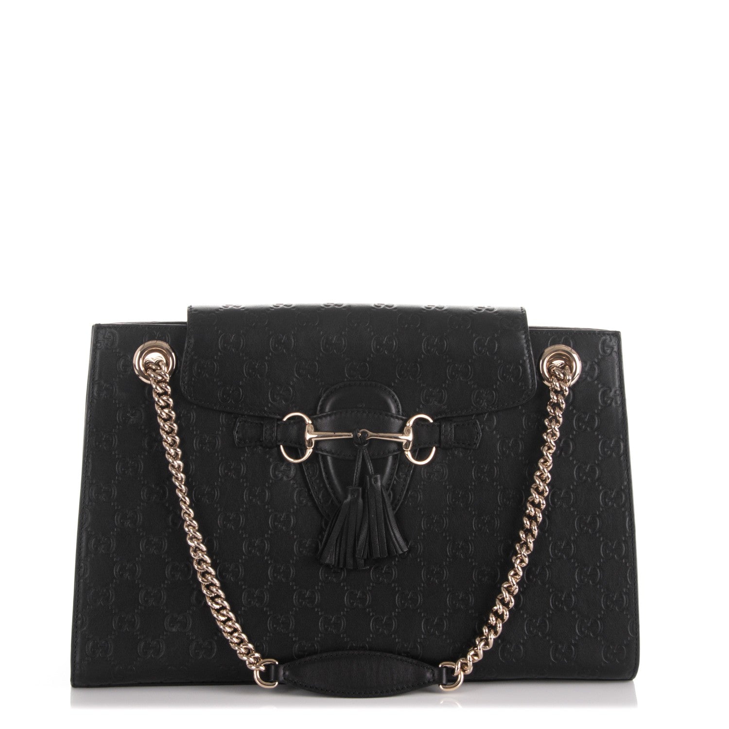 Gucci Guccissima Large Emily Chain Shoulder Bag Black 1 of 8