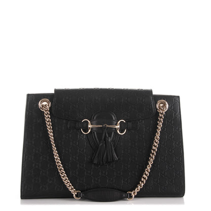 Gucci Guccissima Large Emily Chain Shoulder Bag Black 1 of 8