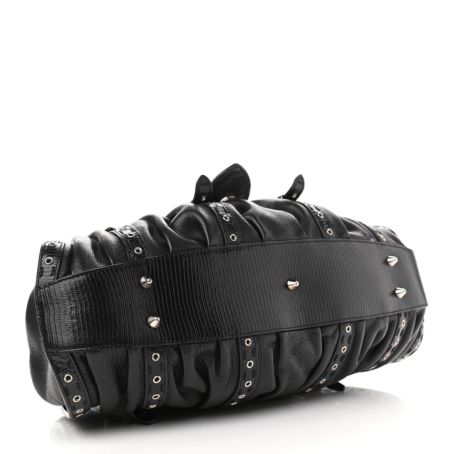 Christian Dior Calfskin Lizard Shoulder Bag Black 4 of 11