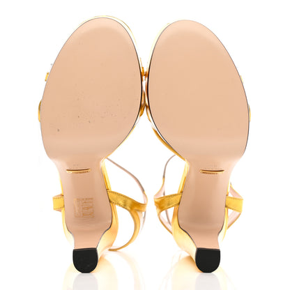 Gucci Nappa Silk Alison Platform 105mm Sandals 39 Argento Oro Vecchio 5 of 12