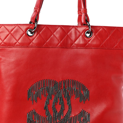 Chanel Lambskin Rock And Cabaret Chain Fringe Tote Red 9 of 11