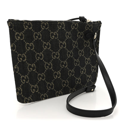 Gucci Denim GG Monogram Giglio Pouch Black White 3 of 7