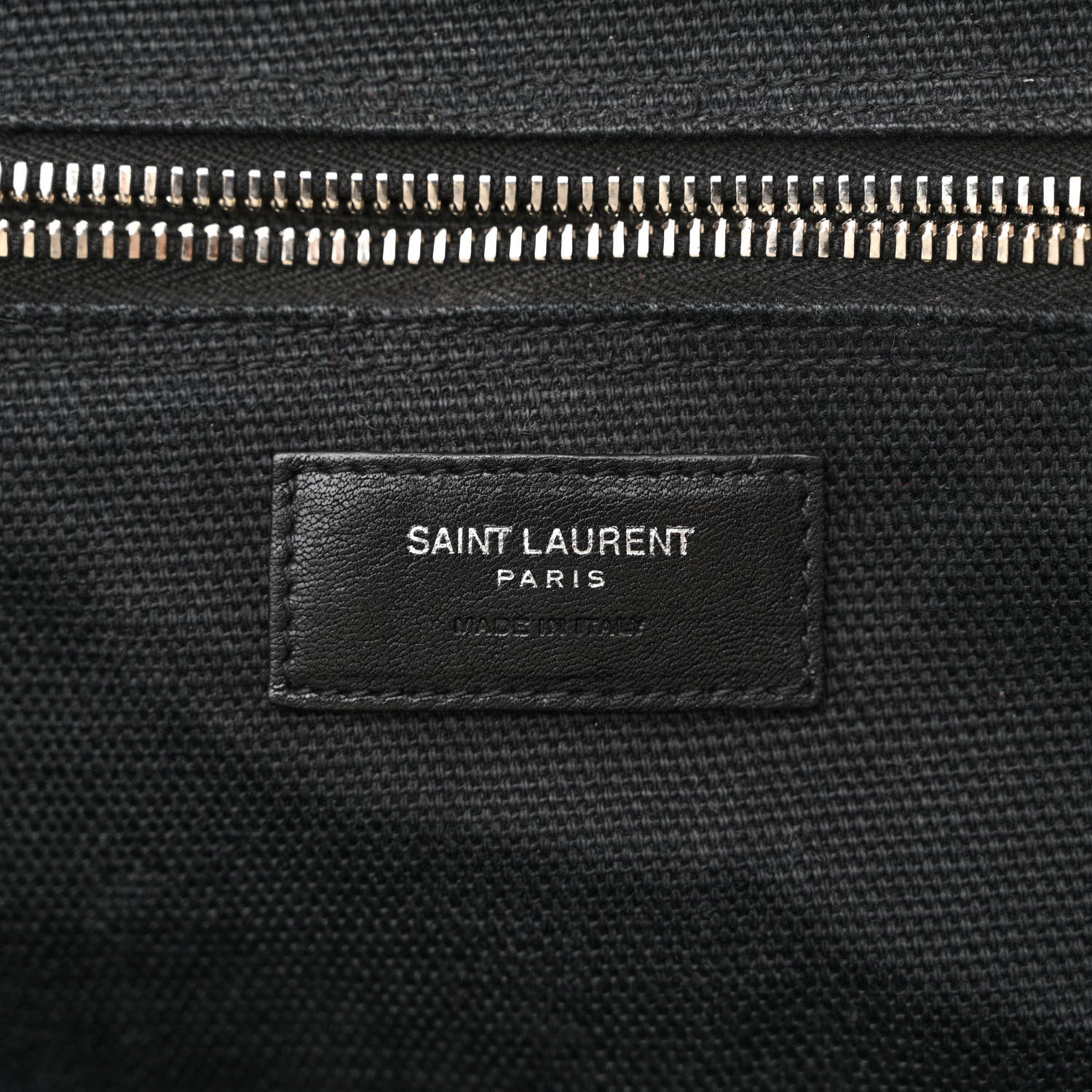 Saint Laurent Linen Calfskin Rive Gauche North South Tote White Black 6 of 15
