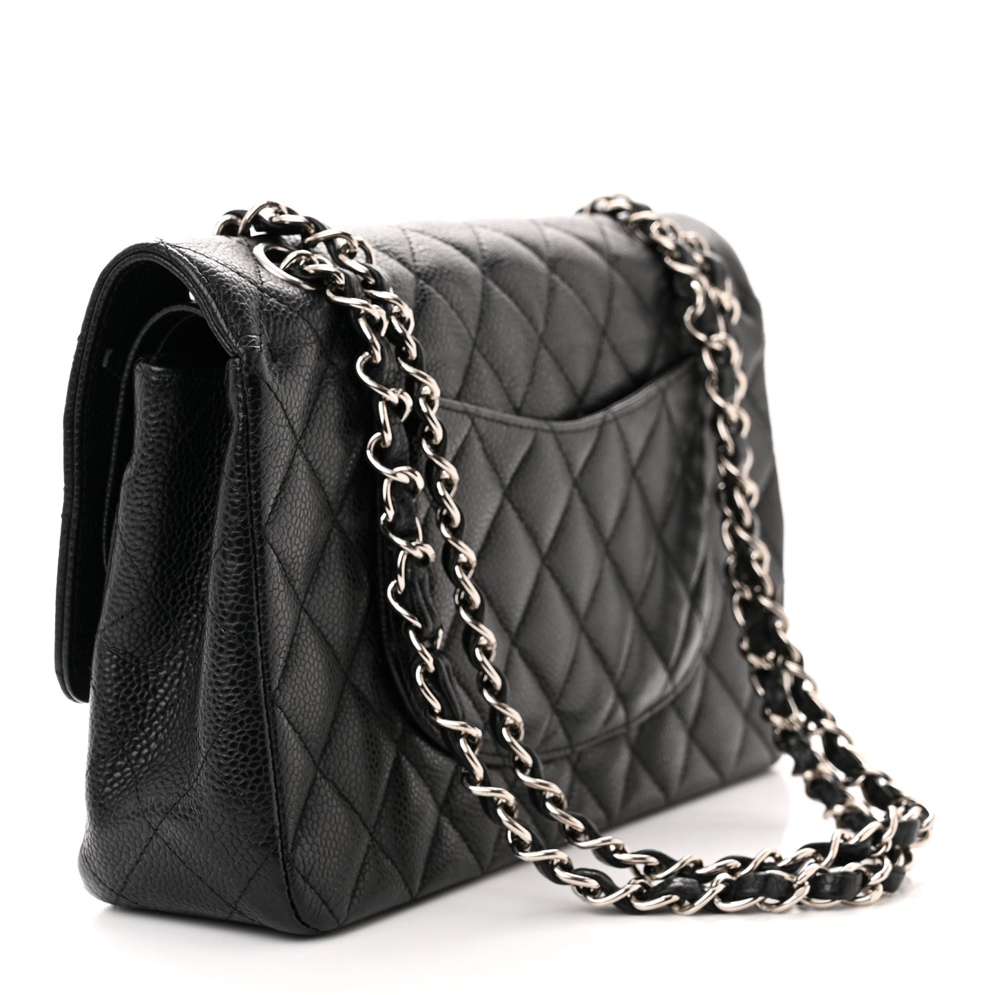Caviar Quilted Medium Double Flap Black