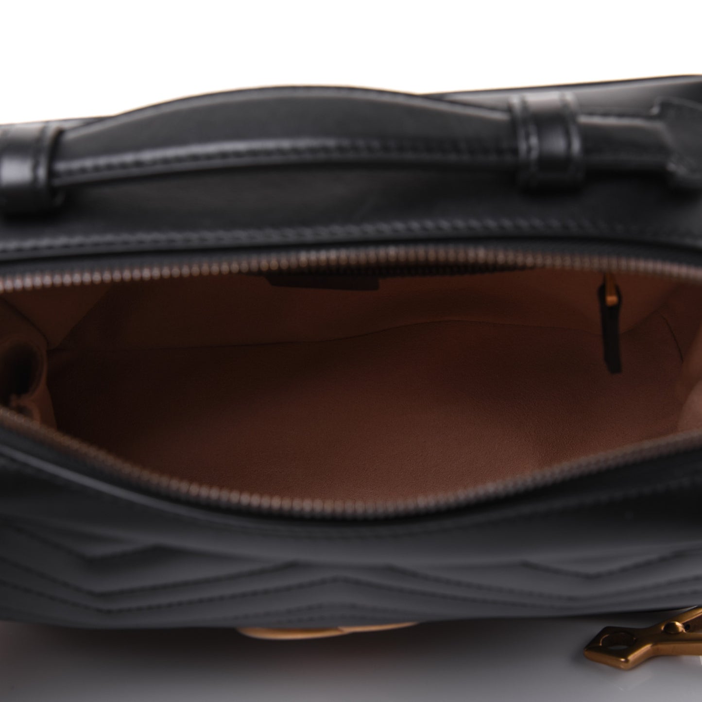 Calfskin Matelasse Sylvie Web Small GG Marmont Top Handle Shoulder Bag Black