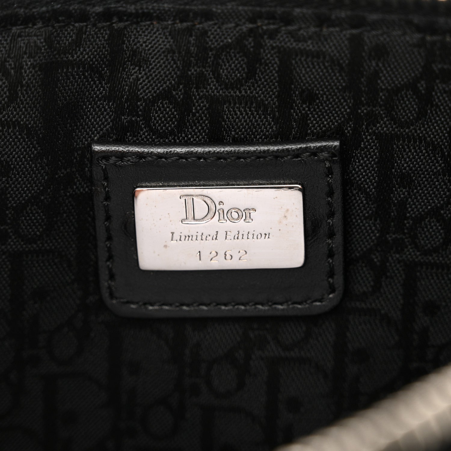 Christian Dior Canvas Stitched Flower Sequins Mini Saddle Pochette Black Red 6 of 11