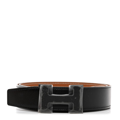 Hermes Chamonix 135 Togo Constance Belt 85 34 Black Gold 1 of 7