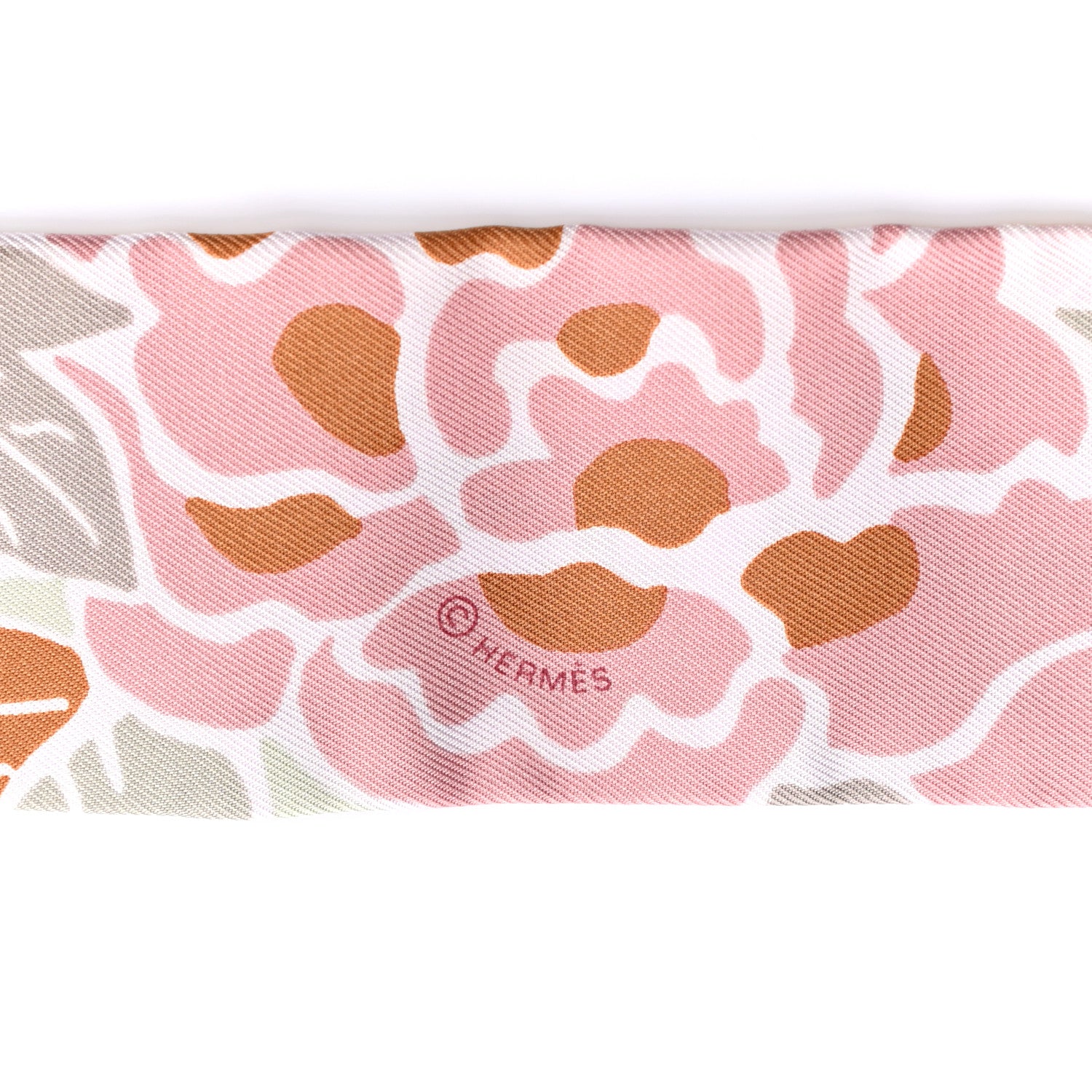 Hermes Silk Bingata Twilly Vieux Rose Vert De Eau 3 of 4
