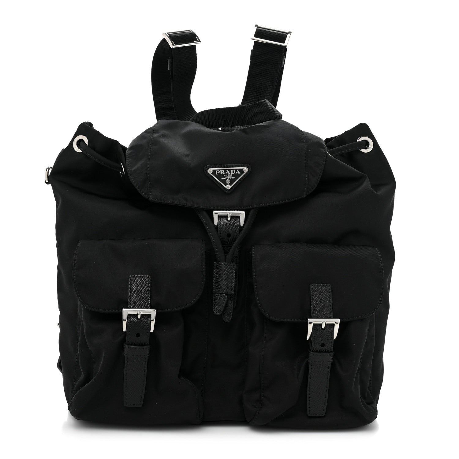 PRADA Re-Nylon Tessuto Saffiano Medium Backpack in the color Black by FASHIONPHILE