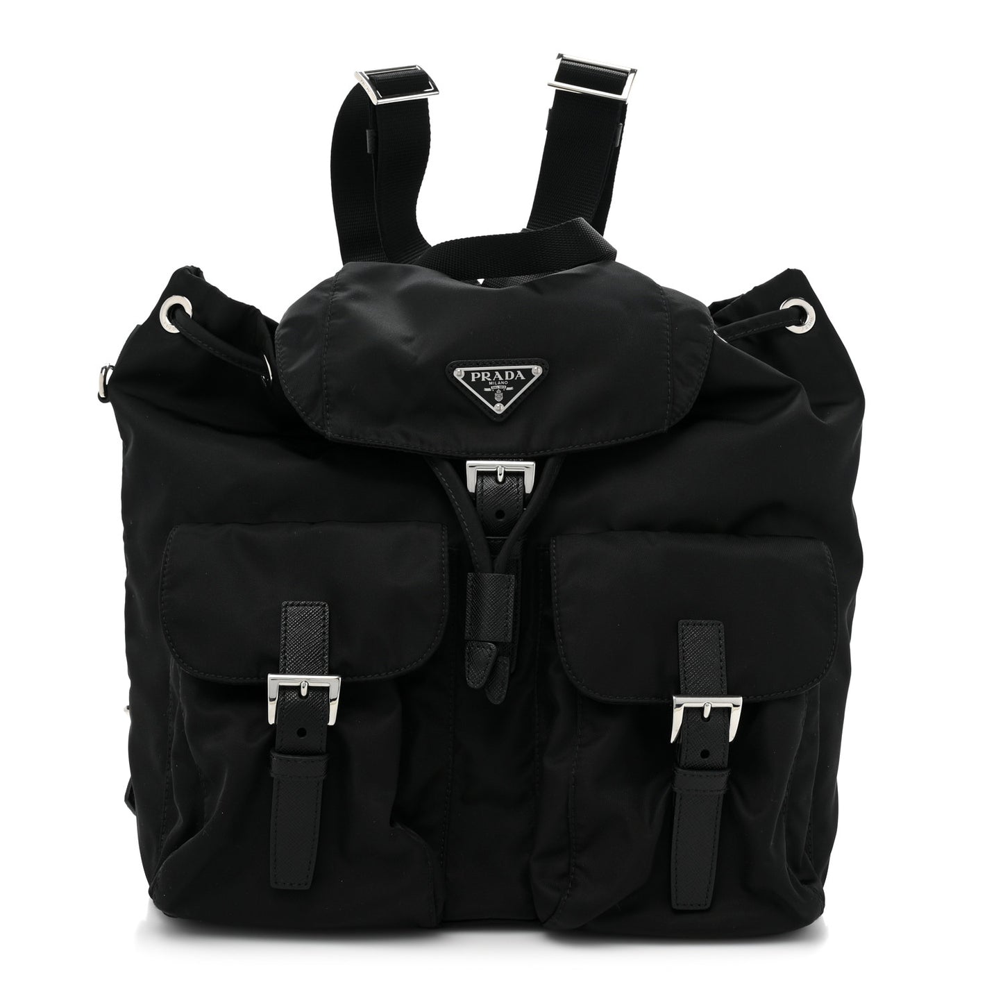 Re-Nylon Saffiano Medium Backpack Black