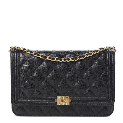 Chanel Caviar Quilted Boy Wallet On Chain WOC Black 1 of 12