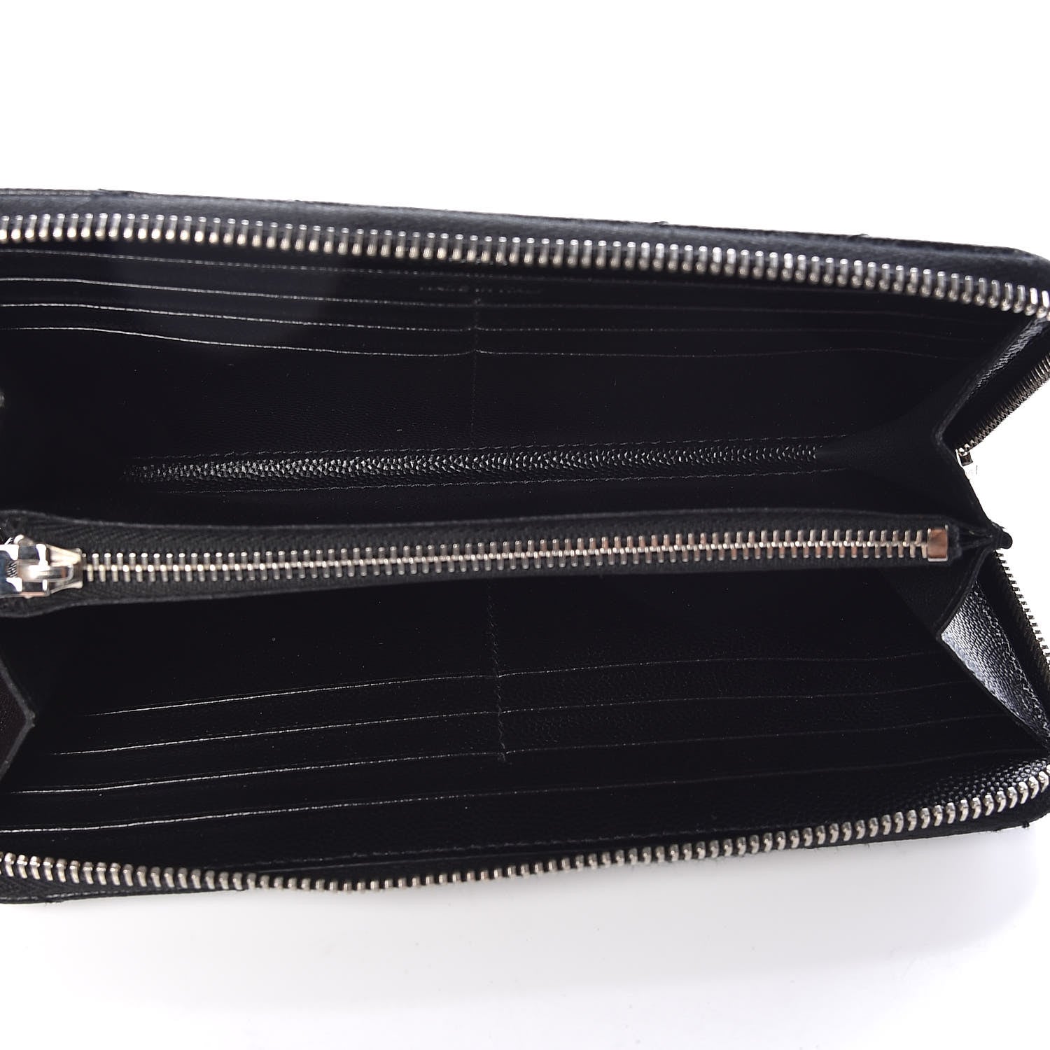 Saint Laurent Grain De Poudre Matelasse Chevron Monogram Zip Around Wallet Black 5 of 7