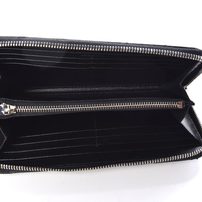 Saint Laurent Grain De Poudre Matelasse Chevron Monogram Zip Around Wallet Black 5 of 7