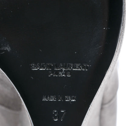 Saint Laurent Suede Mid Calf Wedge Boots 37 Grey 6 of 8