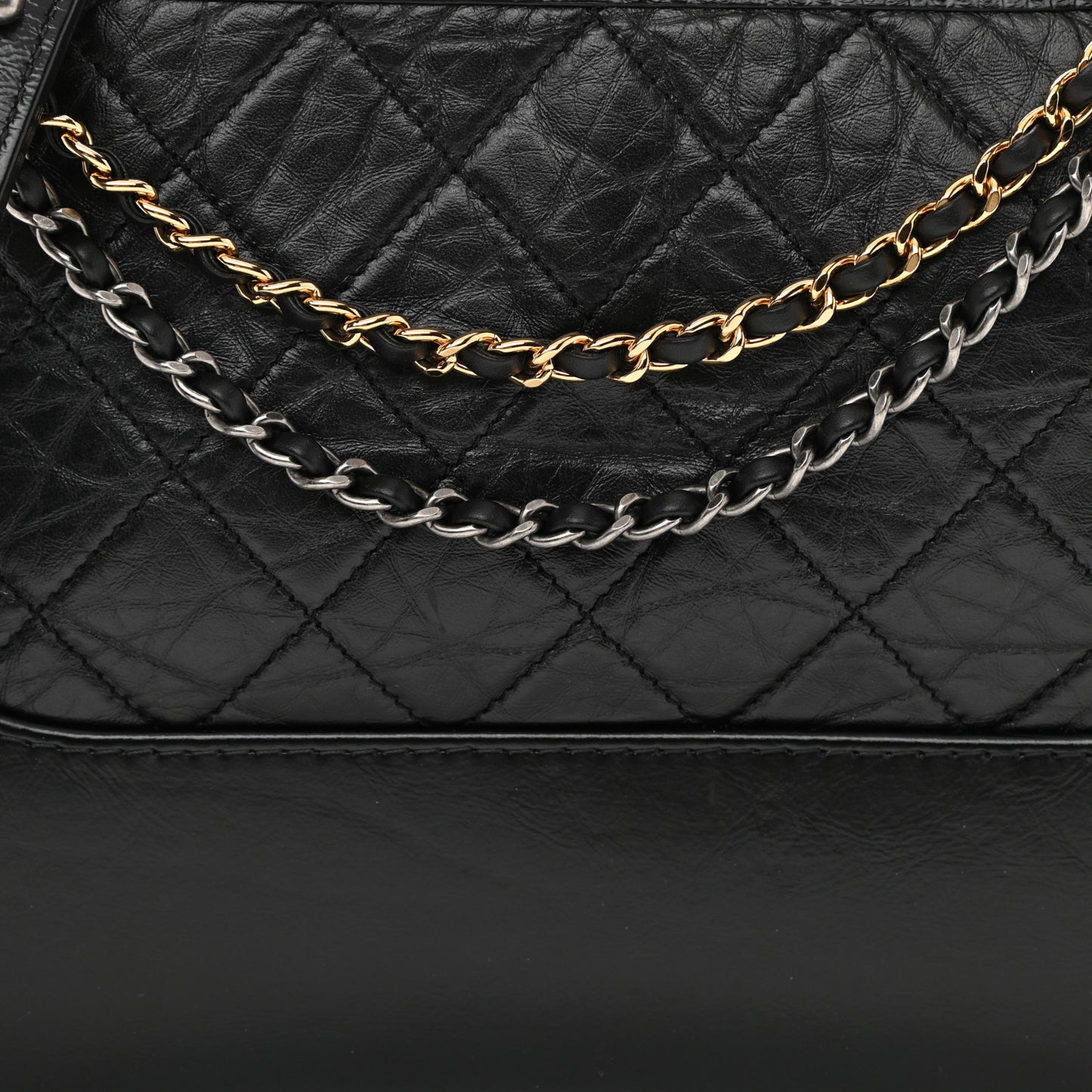 Aged Calfskin Quilted New Medium Gabrielle Hobo Black