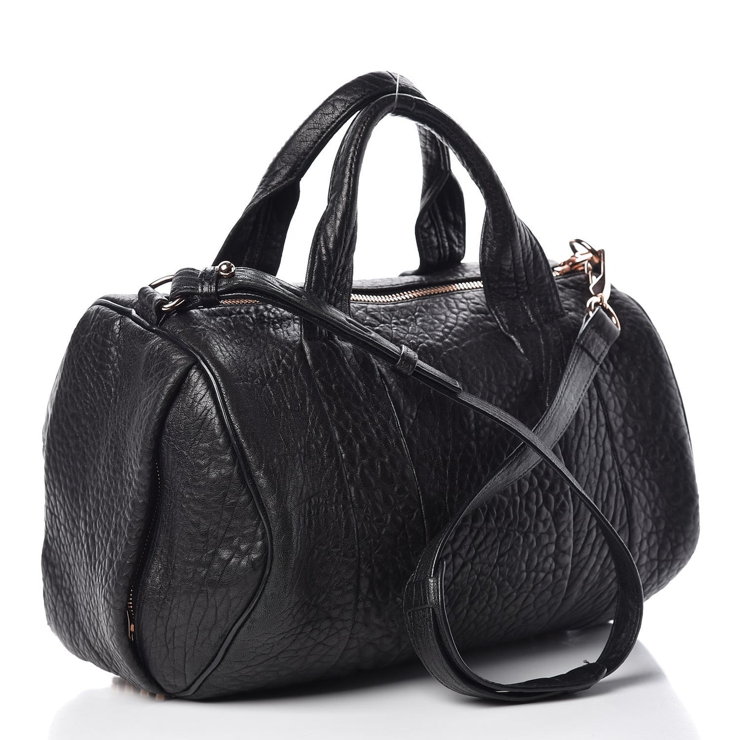 Pebbled Lambskin Rocco Black Rose Gold Hardware