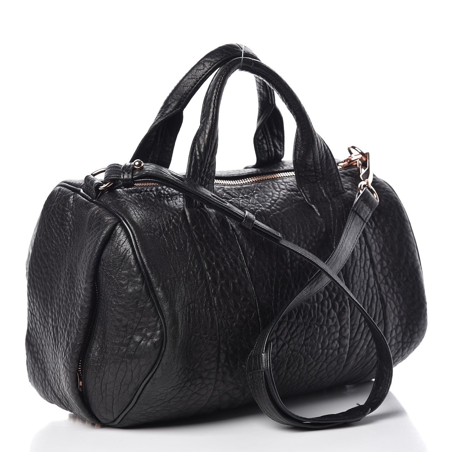 Alexander Wang Pebbled Lambskin Rocco Black Rose Gold Hardware 3 of 10