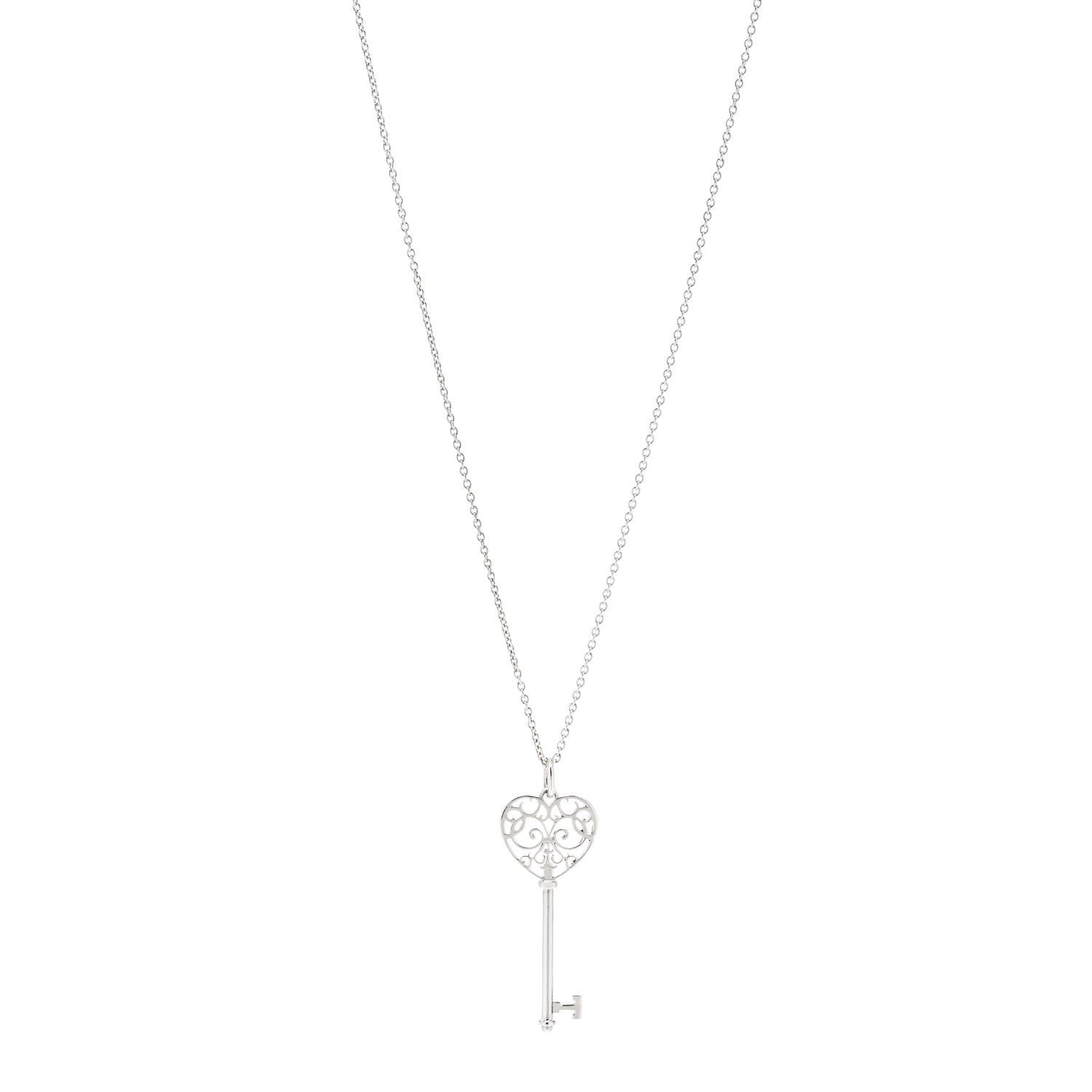 Tiffany Sterling Silver Enchant Heart Key Pendant Necklace 1 of 6