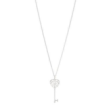 Tiffany Sterling Silver Enchant Heart Key Pendant Necklace 1 of 6