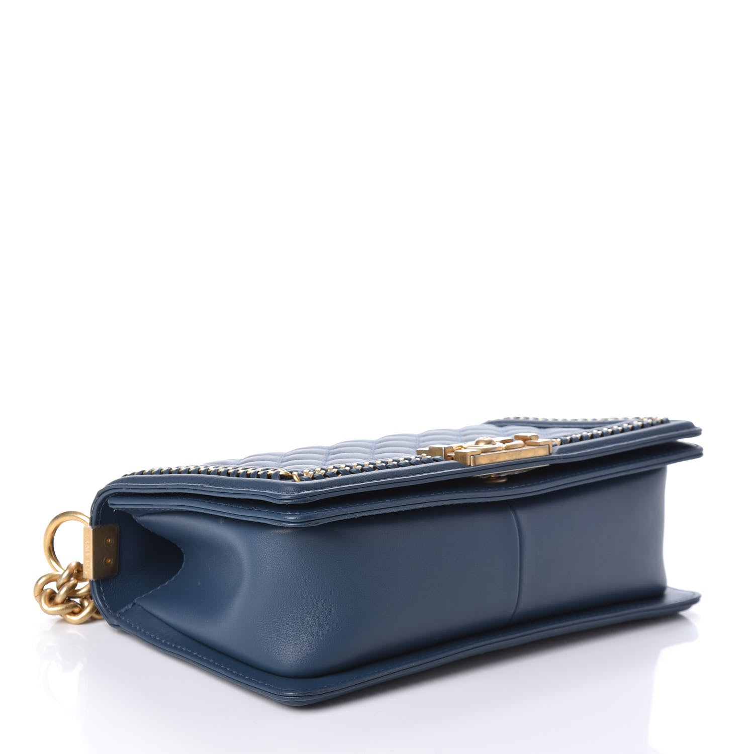 Chanel Calfskin Quilted Medium Top Handle Boy Flap Blue 4 of 9