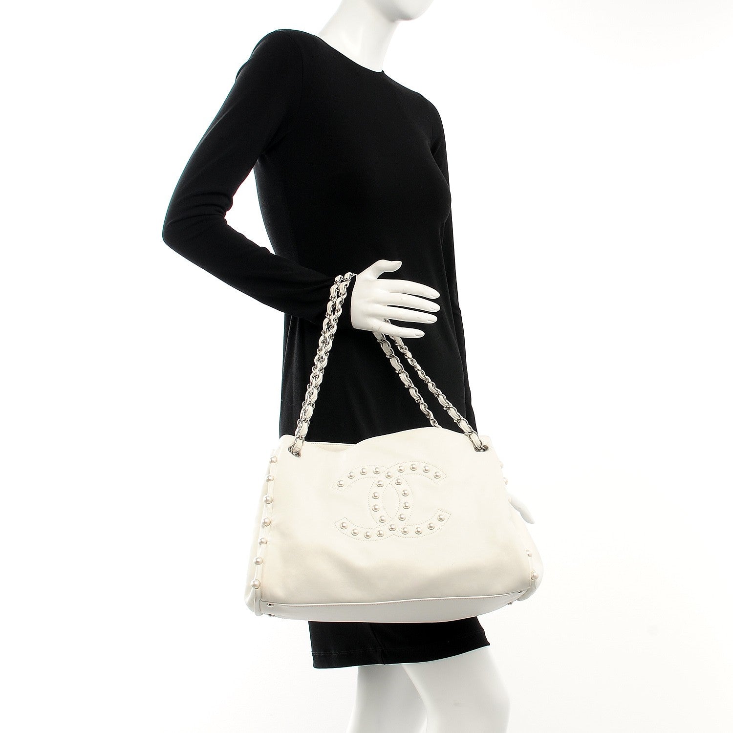 Chanel Lambskin Pearl Obsession Tote White 2 of 11
