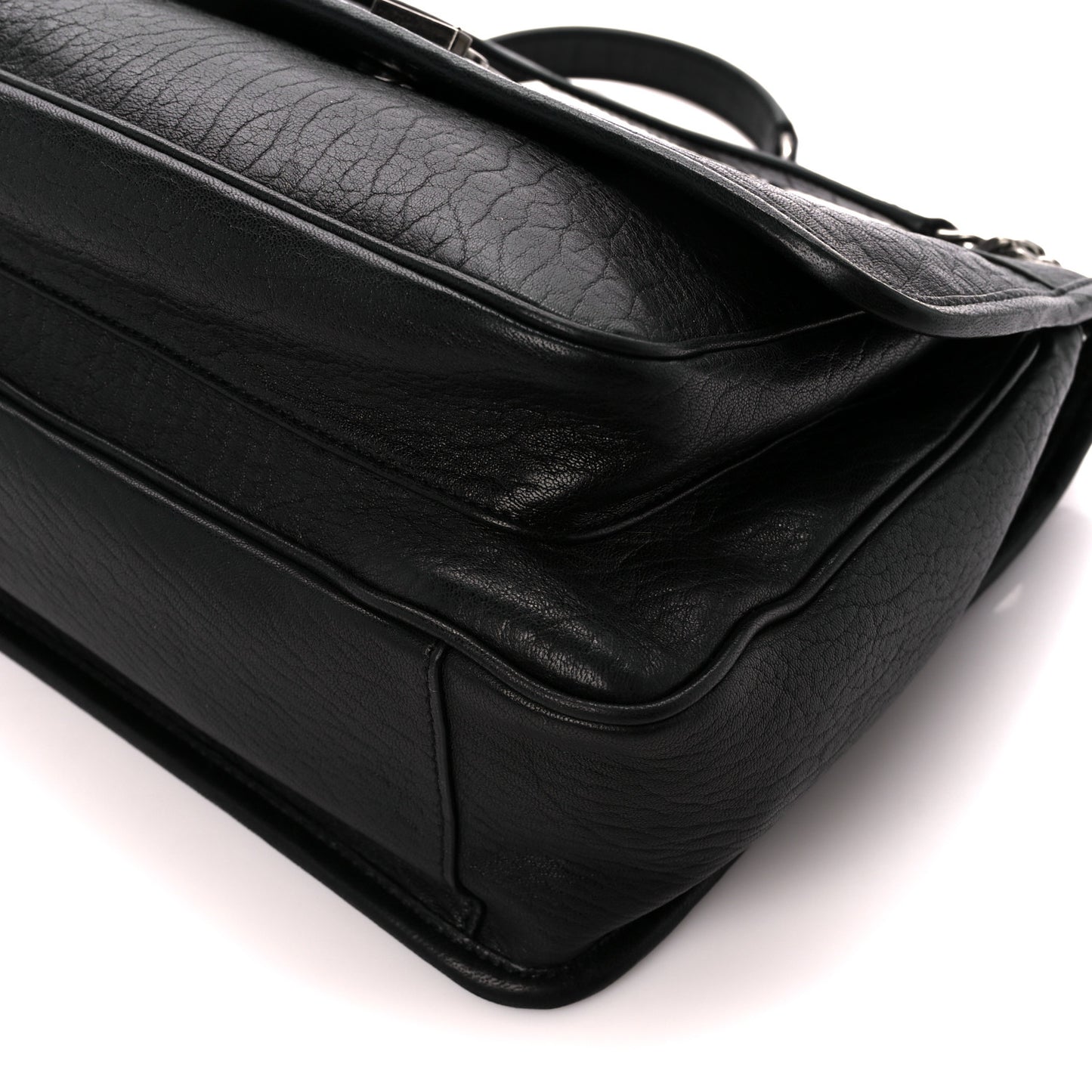 Grained Lambskin Monogram Medium Niki Chain Satchel Black