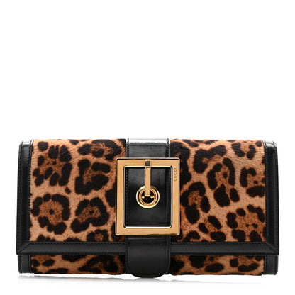 Gucci Calf Hair Jaguar Printed Small Lady Buckle Clutch Black 1 of 13