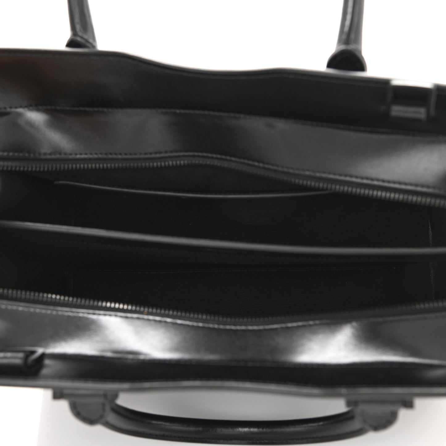 Shiny Calfskin Medium Uptown Tote Black