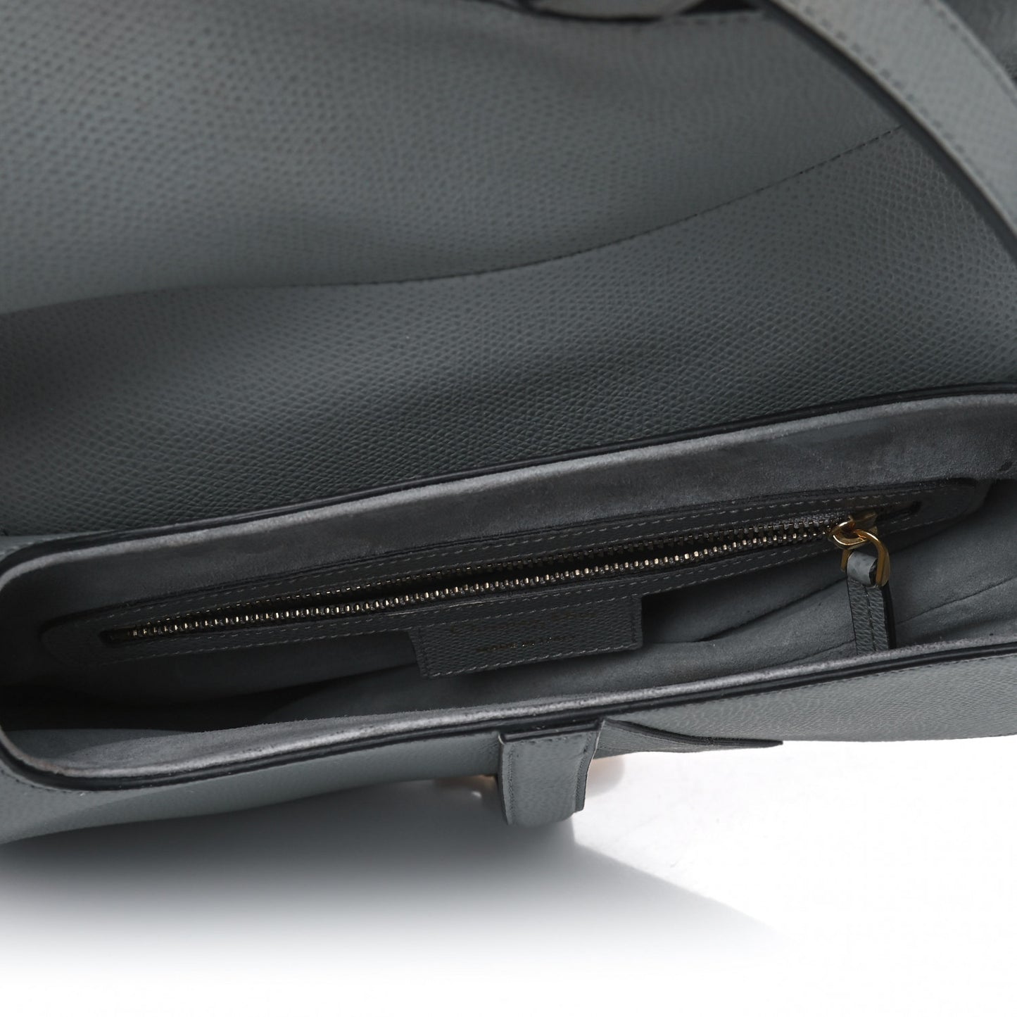 Grained Calfskin Saddle Bag Grey