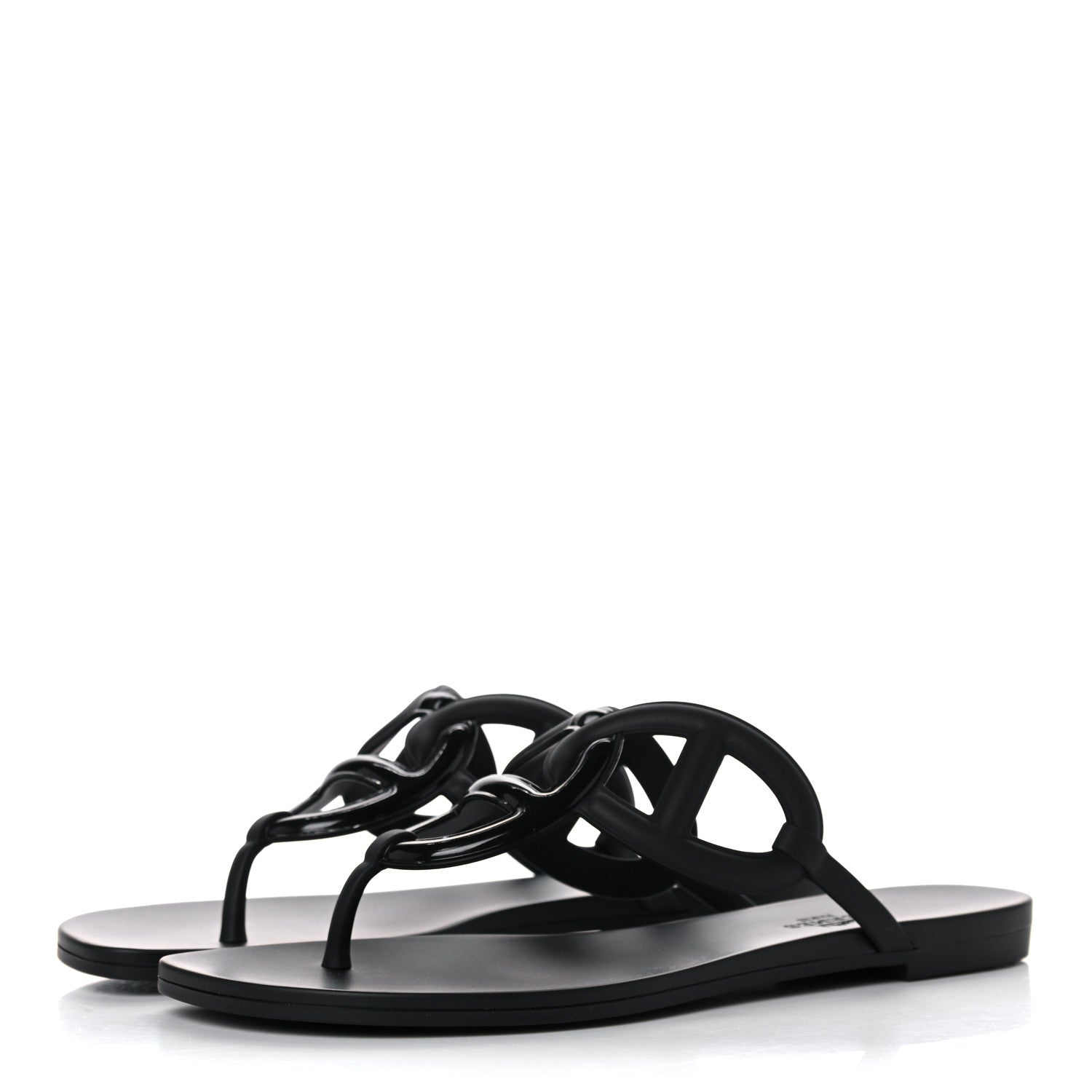 Hermes Rubber Womens Egerie Sandals 38 Black 3 of 9