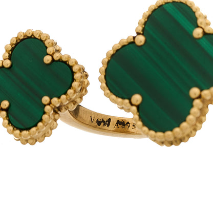 Van Cleef & Arpels 18K Yellow Gold Malachite Magic Alhambra Between the Finger Ring 51 5.75 5 of 6