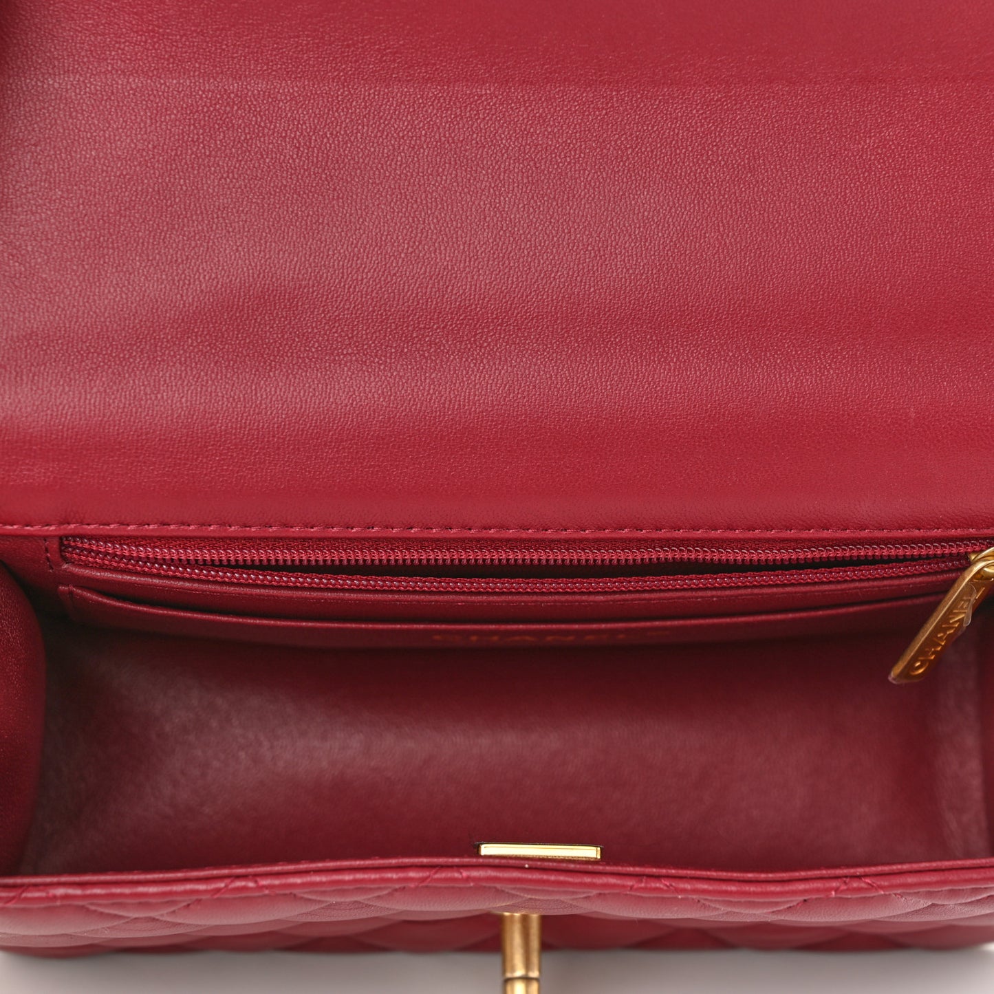 Lambskin Quilted Mini Top Handle Rectangular Flap Burgundy