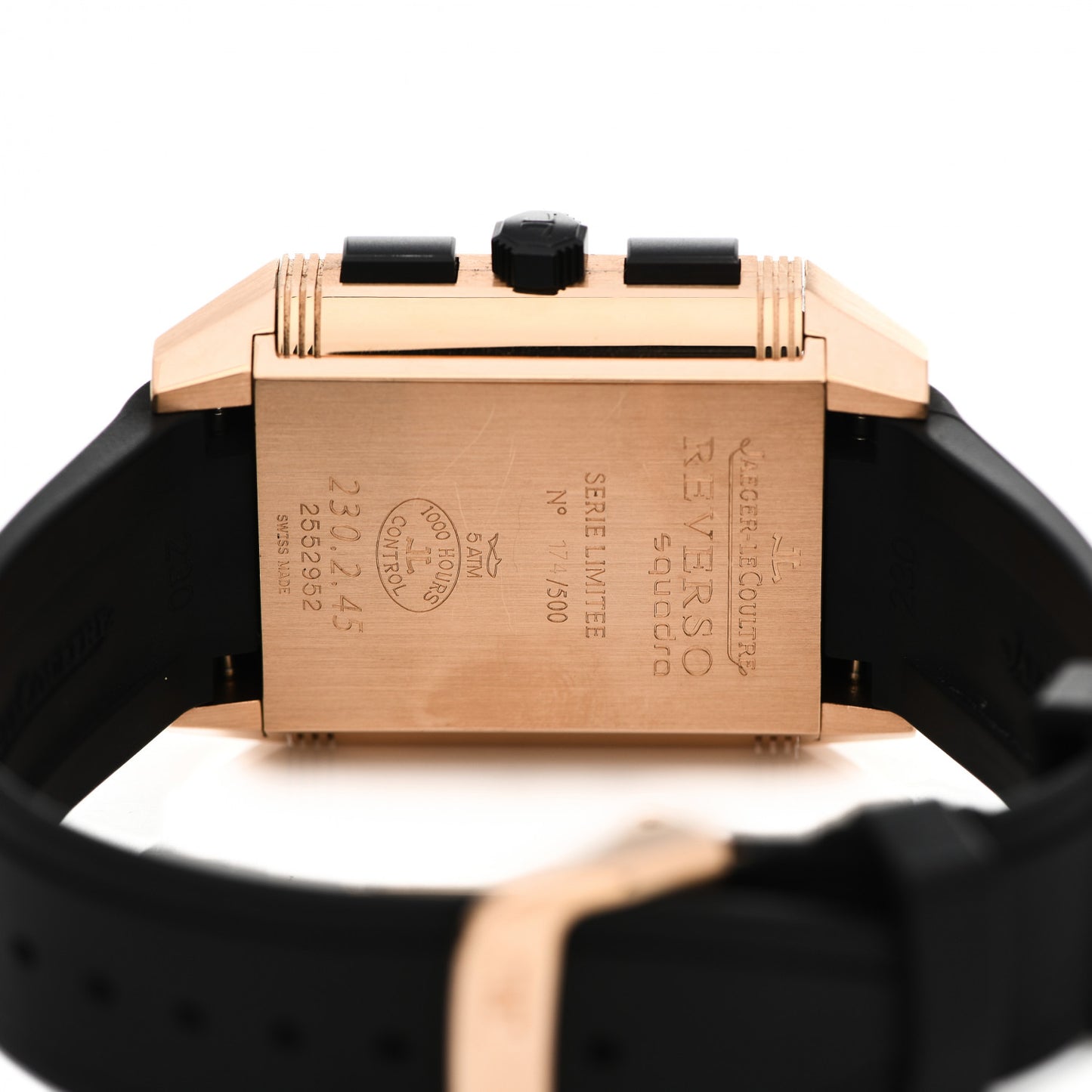 18K Rose Gold Rubber 35mm Squadra Chronograph Grande Date Automatic Watch Black Q7012672