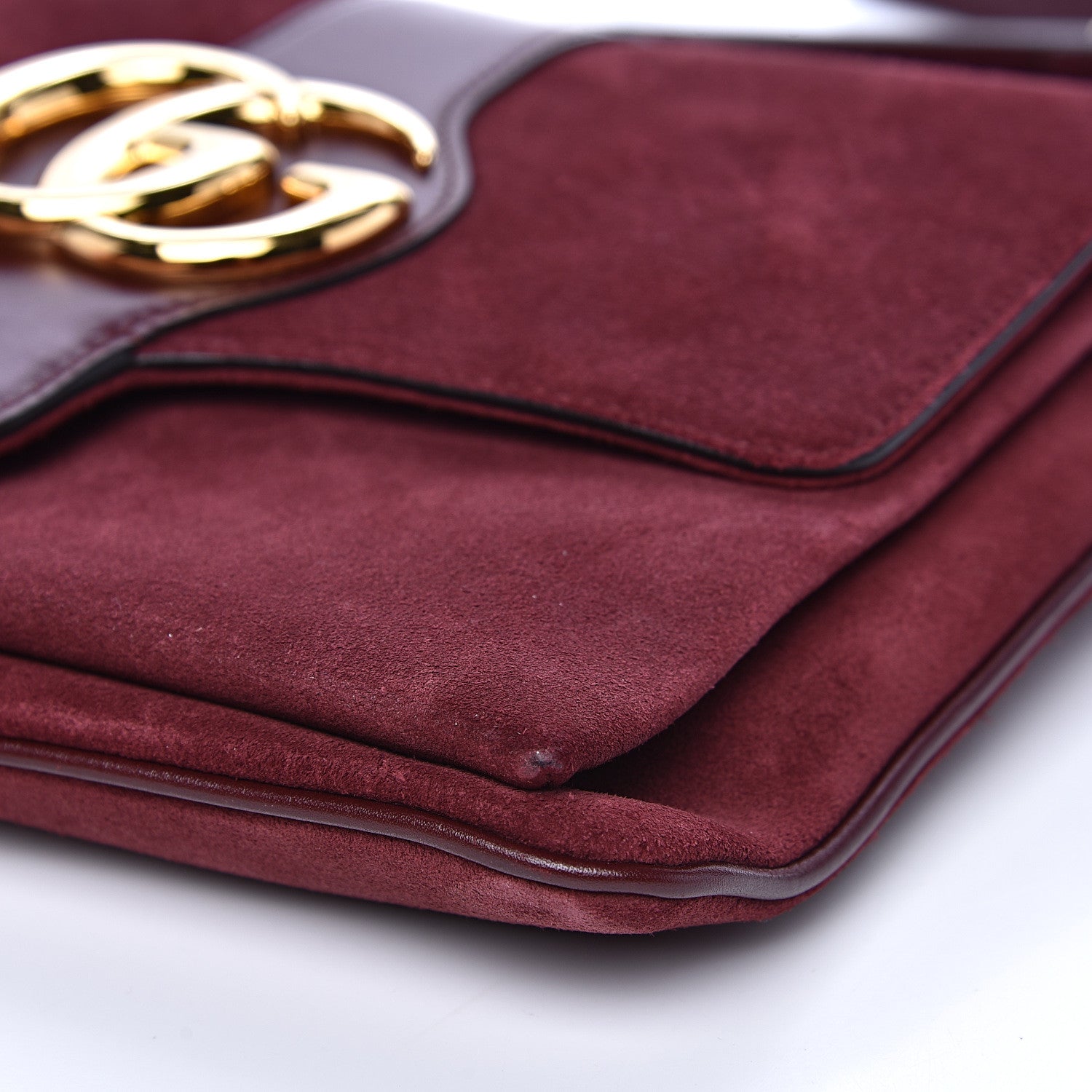 Gucci Suede Medium Arli Flap Shoulder Bag Vintage Bordeaux 8 of 10