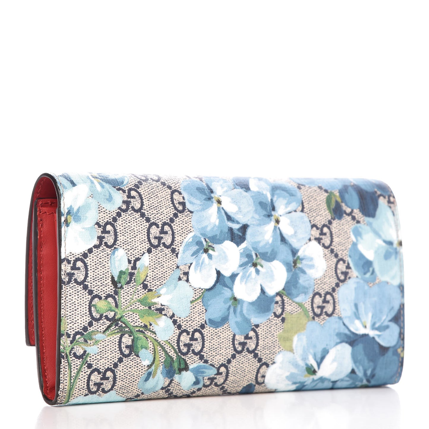 GG Supreme Monogram Blooms Continental Wallet Blue
