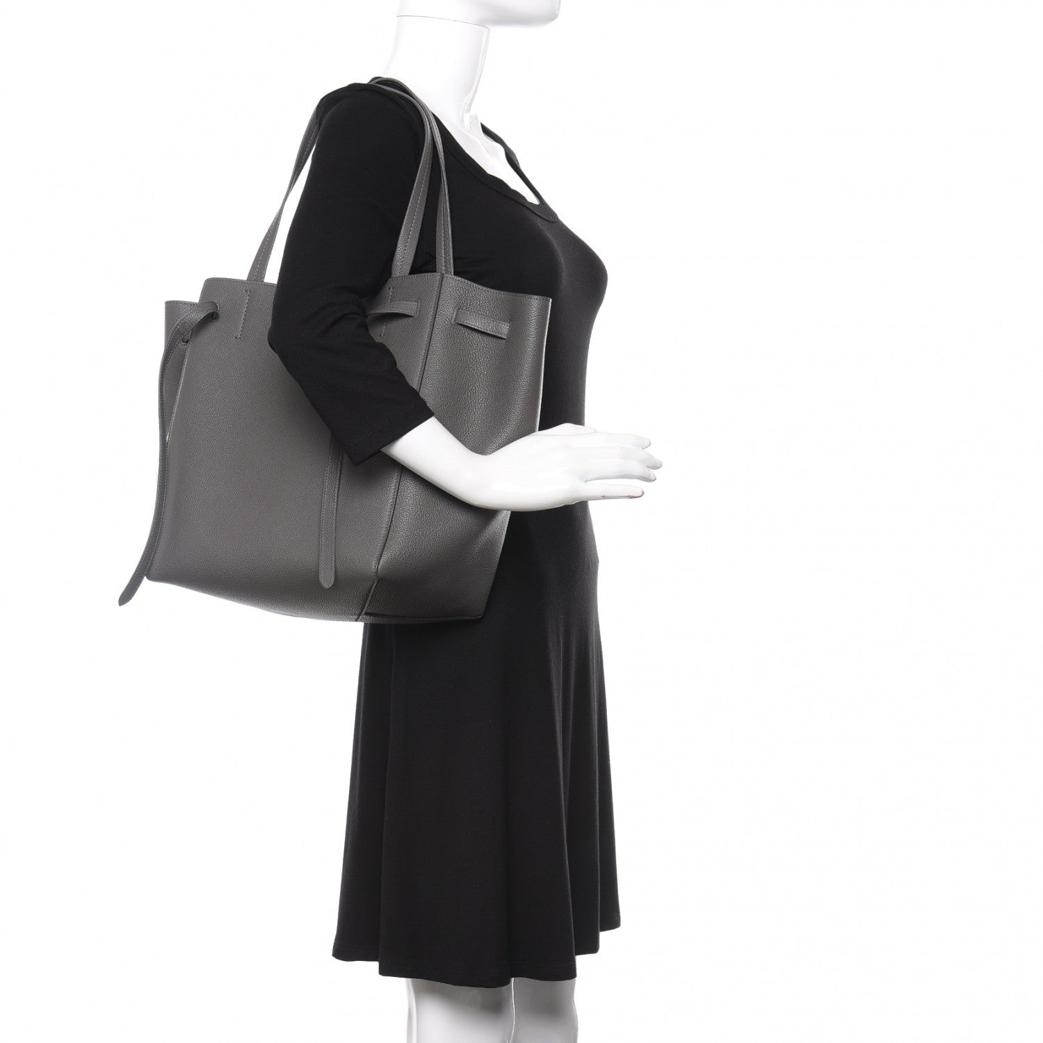 Celine Soft Grained Calfskin Small Belt Cabas Phantom Grey 2 of 9